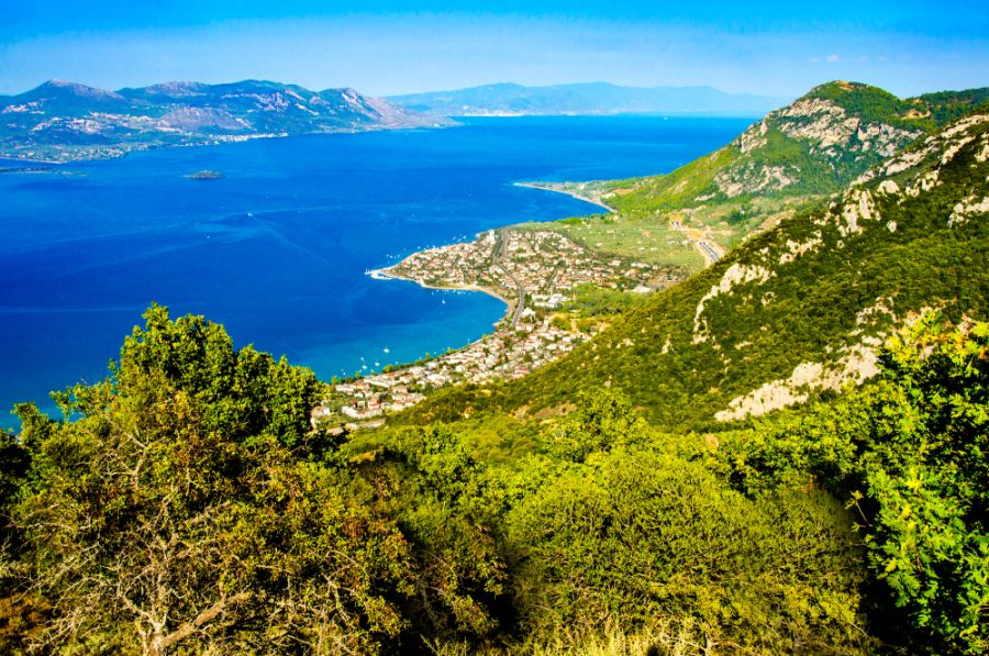 Panorama view cape of Kamena Vourla city and Aegean sea.A touristIc destination in Greece.