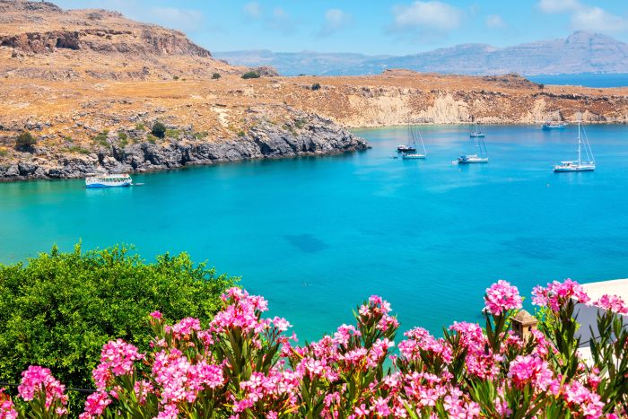 view of the bay of Lindos. Rhodes