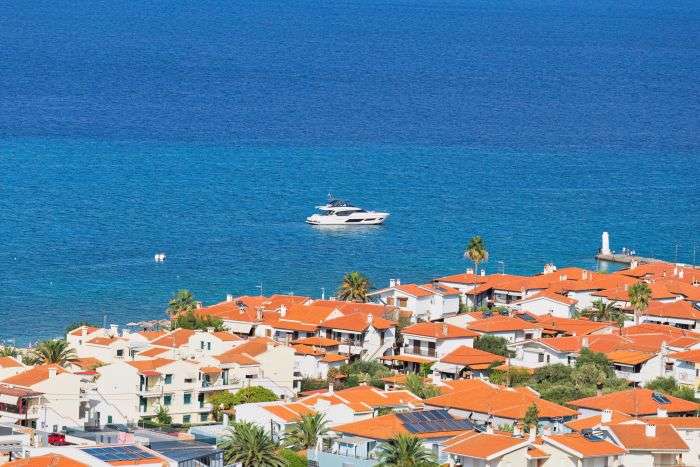 view of luxury yacht in the sea in pefkochori, chalkidiki
