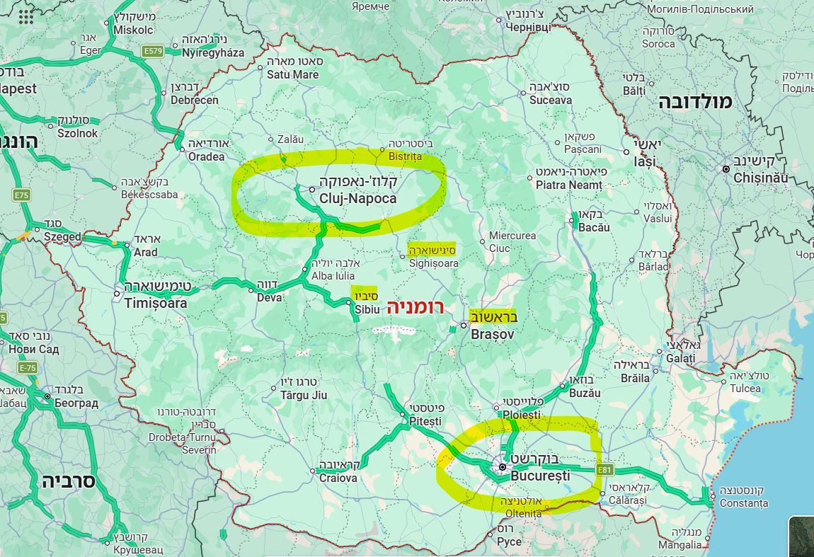 google map of Romania