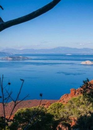Beautiful seascape on peninsula of Methana on Peloponnese in Greece