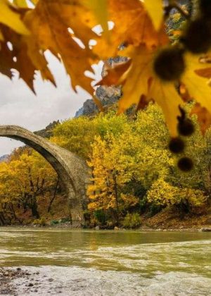 גשר האבן הישן מעט לפני קוניצה ונהר Aoos